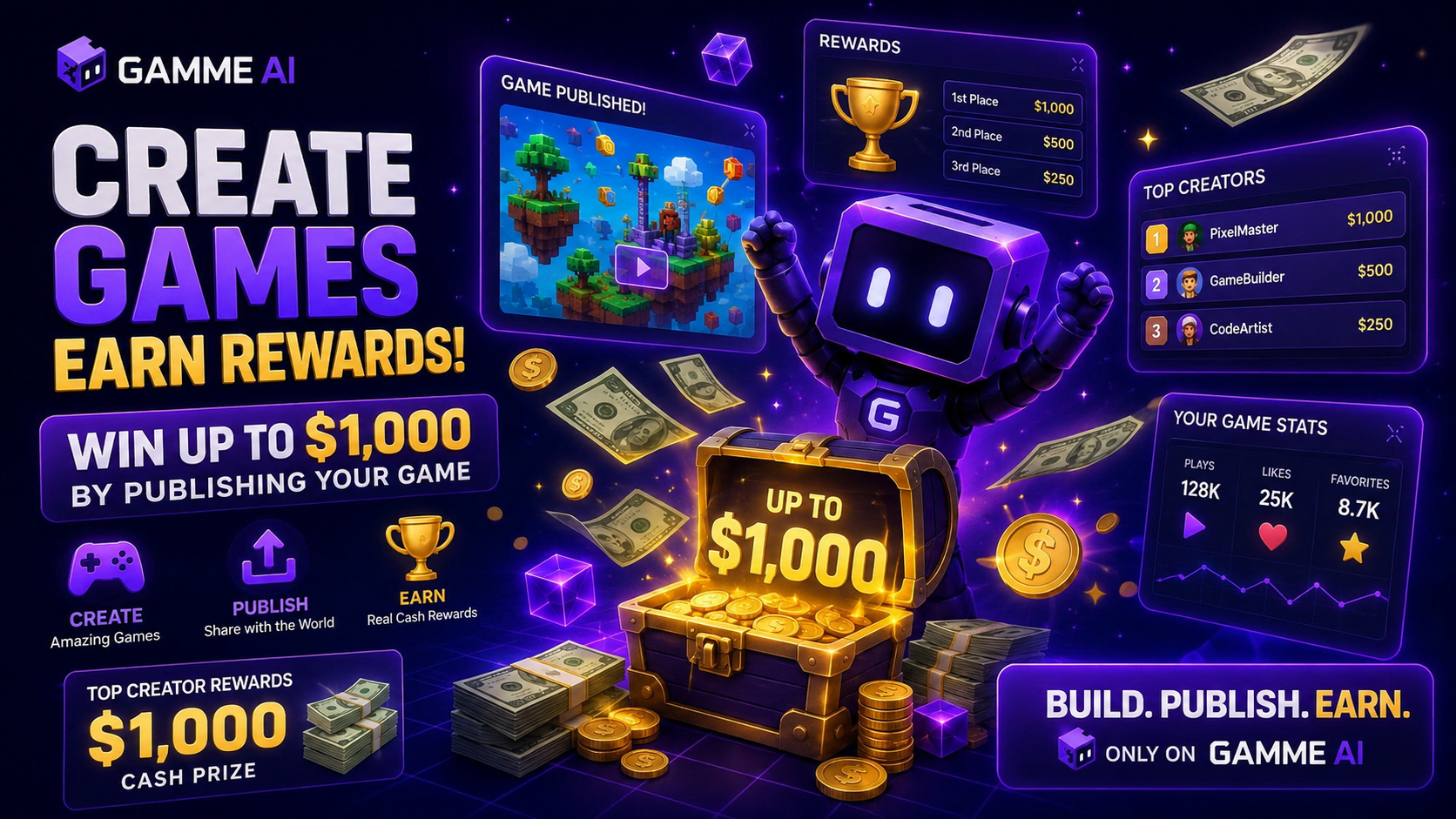 Win up to $1,000 by publishing your game